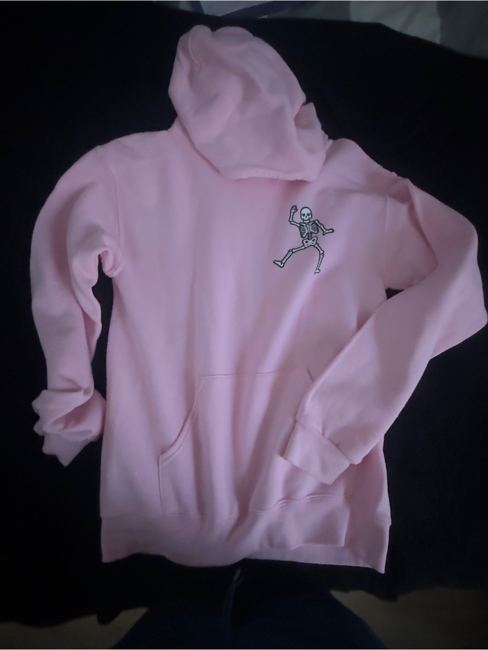 Artist Union Clothing Co. Pink Hoodie with Dancing Skeleton Patch